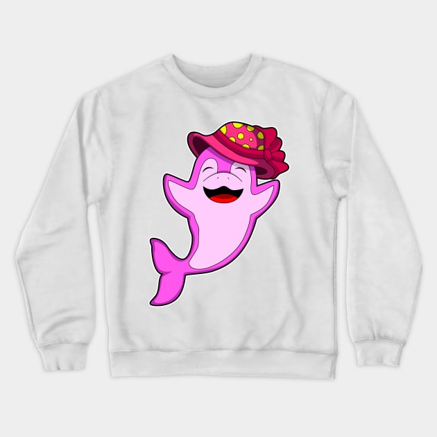 Dolphin with red Hat Crewneck Sweatshirt by Markus Schnabel